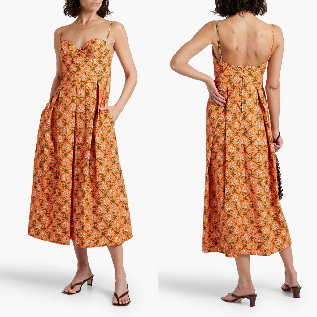 Nwt Agua By Agua Bendita Mambo Cotton Poplin Midi Dress Size Xl $620
